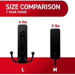 Command Medium Matte Black Wall Hook, 2 Coat Hooks and 4 Strips, Damage-Free Hanging with Adhesive, No Tools Great for Hanging Home Decor, Holds up to 3 lb