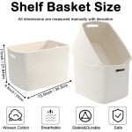 3 Pack Woven Storage Baskets for Shelves,13.5"×11"×9.5"Organizing Bins,Gift Baskets for Toys/Books/Towels/Clothes,Storage box for Nursery,Bedroom&Living Room Home Organization(White) 3 Pack Woven Storage Baskets for Shelves,13.5"×11"×9.5"Organizing Bins,Gift Baskets for Toys/Books/Towels/Clothes,Storage box for Nursery,Bedroom&Living Room Home Organization(White)