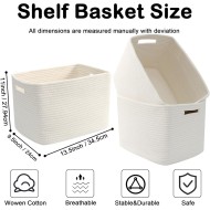 3 Pack Woven Storage Baskets for Shelves,13.5"×11"×9.5"Organizing Bins,Gift Baskets for Toys/Books/Towels/Clothes,Storage box for Nursery,Bedroom&Living Room Home Organization(White)