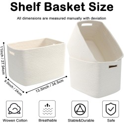 3 Pack Woven Storage Baskets for Shelves,13.5"×11"×9.5"Organizing Bins,Gift Baskets for Toys/Books/Towels/Clothes,Storage box for Nursery,Bedroom&Living Room Home Organization(White) 3 Pack Woven Storage Baskets for Shelves,13.5"×11"×9.5"Organizing Bins,Gift Baskets for Toys/Books/Towels/Clothes,Storage box for Nursery,Bedroom&Living Room Home Organization(White)