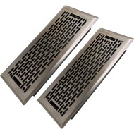 4x10 Inches 2 Pack Heavy Duty Walkable Floor Register - Easy Adjust Air Supply Lever Decorative Floor Vent Covers - Boston Design Vent Covers for Home - Antique Brass