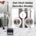 50-inch Long Tent Wood Burning Stove Pipe Cleaning Brush with Stainless Steel Bristles, and Chimney Cleaning Wire Brush with 4 Flexible Rods, 2.5'' Brush Heads