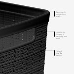 Curver Set of 4 Large 18L Easy Access Jute Decorative Plastic Organization and Storage Baskets - Perfect Bins for Home Office, Closet Shelves, Kitchen Pantry and All Bedroom Essentials, Black