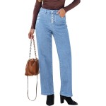 GRAPENT Wide Leg Jeans for Women High Waisted Trendy Button Fly Stretchy Denim Pants Vintage Straight Leg Trouser Jeans