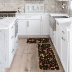 Artoid Mode Black Mushrooms Butterfly Spring Kitchen Mats Set of 2, Home Decor Low-Profile Kitchen Rugs for Floor - 17x29 and 17x47 Inch