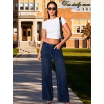 Women's Low Rise Baggy Jeans with Star Design, Soft Straight Wide Leg Pants, Lightweight and Comfortable