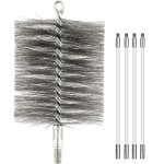 50-inch Long Tent Wood Burning Stove Pipe Cleaning Brush with Stainless Steel Bristles, and Chimney Cleaning Wire Brush with 4 Flexible Rods, 2.5'' Brush Heads