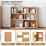 IOTXY Wooden Extendable Shelf Bookcase - 3-Tier Ladder Low Short Bookshelf for Small Space or Corner, Oak, S