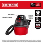 CRAFTSMAN CMXEVBE17250 2.5 Gallon 2.5 Peak HP Wet Dry Vac, Portable Shop Vacuum Wet and Dry with Filter Bag, Hose and Attachments for Cleaning in the Home