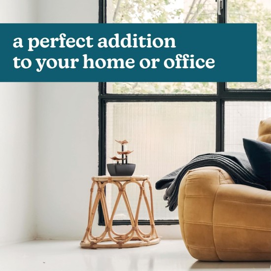 Homedics Golden Dew Relaxation Tabletop Water Fountain with 3 Tiers, Natural River Rocks, and a Quiet Pump for Soothing Zen Ambiance in Your Home or for Office Décor, Powered by 2 AA Batteries