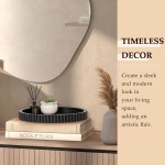 Oval Tray for Coffee Table Decor, 13" Concrete Tray, Table Centerpieces Decorative Trays for Home Decor, Modern Decorative Trays for Coffee Tables, Centerpiece Trays, Black