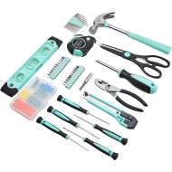 Amazon Basics 142-Piece Household Tool Kit for Home Repair, Hand Tools with Storage Case, 13.39 x 9.25 x 2.95 inch, Turquoise