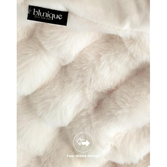 Ultra Soft Cozy Faux Fur Throw Blanket, Fuzzy Plush Thick Bubble Blanket, Luxury Fluffy Blanket for Couch, Sofa, Bedroom, and Living Room, 50x60 Inches, Cream White Ultra Soft Cozy Faux Fur Throw Blanket, Fuzzy Plush Thick Bubble Blanket, Luxury Fluffy Blanket for Couch, Sofa, Bedroom, and Living Room, 50x60 Inches, Cream White