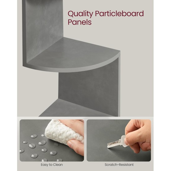 VASAGLE Corner Shelf Wall Mount, 5-Tier Floating Corner Bookshelf, Plant Shelf for Bedroom, Living Room, Bathroom, Home Office, Dove Gray