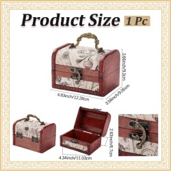 Retro Small Wooden Pirate Keepsake Box Vintage Treasure Chest Mini European Decorative PU Leather Jewelry Stroage Cases with Handle for Jewelry Pearl Trinkets Birthday Gifts