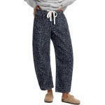 GRAPENT Barrel Jeans for Women Trendy High Waisted Pull On Wide Leg Cropped Leopard Cheetah Print Stretchy Denim Pants