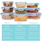 Glass Food Storage Containers with Lids, [18 Piece] Glass Meal Prep Containers, Containers for Food Storage with Lids, BPA Free & Leak Proof (9 Lid & 9 Container)