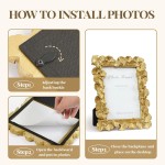 Cuspin 5x7 Picture Frame, Vintage Ornate Gold Resin Frame with Glass Front, Ginkgo Leaf Textured Photo Frame for Wall Hanging or Tabletop Display, Retro Design Home Decor Gift Cuspin 5x7 Picture Frame, Vintage Ornate Gold Resin Frame with Glass Front, Ginkgo Leaf Textured Photo Frame for Wall Hanging or Tabletop Display, Retro Design Home Decor Gift