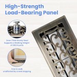 4x10 Inches Heavy Duty Walkable Floor Register - Easy Adjust Air Supply Lever Decorative Floor Vent Covers - Savannah Design Vent Covers for Home - Antique Brass