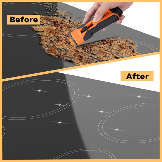 REXBETI Razor Blade Scraper Tool, 1 Pack Razor Scraper with Extra 157Pcs Razor Blades -7Pcs Metal and 150Pcs Plastic Blades, Cleaning Scraper Tool, Cooktop, Paint, Glass Scraper