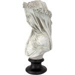 Design Toscano Veiled Maiden Indoor Bust Statue, 9 Inch Wide, 14 Inch Tall, Cast Stone Resin, Antiqued White Finish with a Black Painted Base