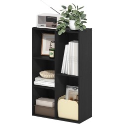 Furinno LUDER Book Shelf, 5-Cube Bookshelf, Reversible Bookcase, 9.4 x 19.5 x 31.5, for Living Room, Bedroom, Home Office, Blackwood
