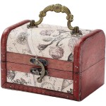 Retro Small Wooden Pirate Keepsake Box Vintage Treasure Chest Mini European Decorative PU Leather Jewelry Stroage Cases with Handle for Jewelry Pearl Trinkets Birthday Gifts