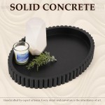 Oval Tray for Coffee Table Decor, 13" Concrete Tray, Table Centerpieces Decorative Trays for Home Decor, Modern Decorative Trays for Coffee Tables, Centerpiece Trays, Black