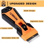 REXBETI Razor Blade Scraper Tool, 1 Pack Razor Scraper with Extra 157Pcs Razor Blades -7Pcs Metal and 150Pcs Plastic Blades, Cleaning Scraper Tool, Cooktop, Paint, Glass Scraper