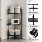 Aduanbang Fun Memories 3-Tier Corner Shelf Stand, Grey Storage Bookshelf for Bathroom, Living Room, Kitchen, Home Office