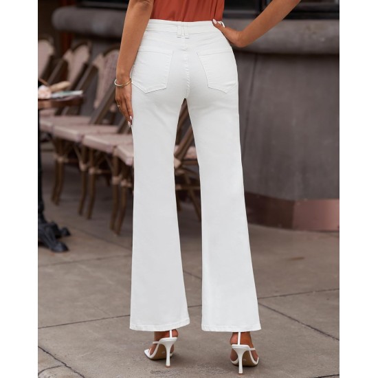 LookbookStore High Waisted Ripped Flare Jeans for Women Distressed Bell Bottom Jeans Wide Leg Pants