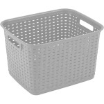 Sterilite 6-Pack Tall Weave Basket, Woven Plastic Storage Baskets for Organization, Cement Gray - Organizing Bin Containers with Handles for Bedroom, Bathroom, Dorm, Laundry Room, and Closet