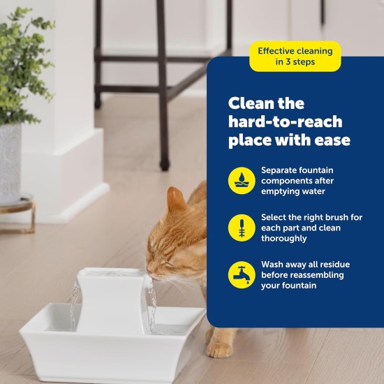 PetSafe Drinkwell Fountain Cleaning Kit - Deep Bowl Cleaning for Hard-to-Reach Areas of Compatible Cat Fountains - Removes Hidden Residue & Maintains Pump Performance