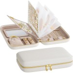 SONGMICS HOME Travel Jewelry Case, Jewelry Organizer Box with Mirror, Jewelry Pouch, Woven Embossed PU Leather, Hard Shell, Large Capacity, Gift Idea, Cloud White UJBC204W01 SONGMICS HOME Travel Jewelry Case, Jewelry Organizer Box with Mirror, Jewelry Pouch, Woven Embossed PU Leather, Hard Shell, Large Capacity, Gift Idea, Cloud White UJBC204W01