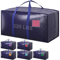 6 Pack Extra Large Heavy Duty Moving Bags with Reinforced Zipper & Wide Handles, Moisture-Resistant Storage Bins Packing Cubes for Clothes, College Dorm, Travel, and Home Organization, Dark Blue