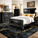 Washable Area Rugs 5'x7' Non-Slip Modern Abstract Soft for Living Room Entryway Bedroom Nursery, Print Pattern, Dark Black Gold