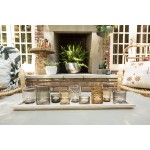 Wood Tray with 9 Brown Glass Votive Holders (Set of 10 Pieces)