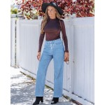 GRAPENT Wide Leg Jeans for Women High Waisted Trendy Button Fly Stretchy Denim Pants Vintage Straight Leg Trouser Jeans