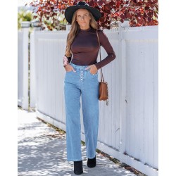 GRAPENT Wide Leg Jeans for Women High Waisted Trendy Button Fly Stretchy Denim Pants Vintage Straight Leg Trouser Jeans