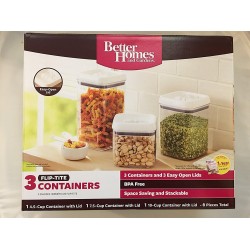 Better Homes and Gardens 3 Container Flip-Tite Containers, White Better Homes and Gardens 3 Container Flip-Tite Containers, White