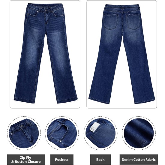 GRAPENT Womens Flare Jeans High Waisted Wide Leg Baggy Jean for Women Stretch Denim Pants GRAPENT Womens Flare Jeans High Waisted Wide Leg Baggy Jean for Women Stretch Denim Pants