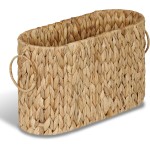 efluky Toilet Paper Storage Basket, Water Hyacinth Slim Toilet Paper Holder- Holds Up to 9 Mega Rolls, Home Bathroom Decor Organizer