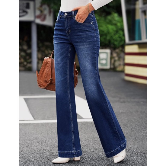 GRAPENT Womens Flare Jeans High Waisted Wide Leg Baggy Jean for Women Stretch Denim Pants GRAPENT Womens Flare Jeans High Waisted Wide Leg Baggy Jean for Women Stretch Denim Pants