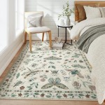 Lahome Insect Print Washable Area Rugs 5x7, Soft Rugs for Living Room Ultra-Thin Non-Shedding Modern Bedroom Rug, Throw Rug Large Carpet for Dining Room Nursery Vionnet(5'x7',Beige)
