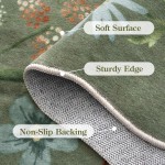 Lahome Floral Runners for Hallways, 2X6 Kitchen Runner Rug Ultra-Thin Soft, Non-Slip Hallway Rug Stain Resistant Boho Low-Pile Carpet for ‎Laundry Bathroom Bedroom Flore (2x6ft,Green)