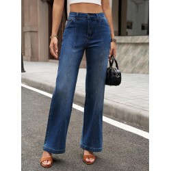 Cicy Bell Womens Wide Leg Jeans High Waisted Baggy Stretchy Front Seam Denim Pants with Pockets