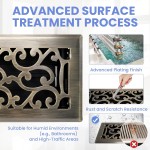4x10 Inches Heavy Duty Walkable Floor Register - Easy Adjust Air Supply Lever Decorative Floor Vent Covers - Savannah Design Vent Covers for Home - Antique Brass