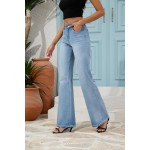 FLYING BANANA Women's High Rise Wide Leg Baggy Stretchy Loose Flare Bell Bottom Denim Jeans