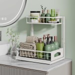 Under Sink Organizer, 2 Pack Height Adjustable Cabinet Organizer with Slide Out Drawer, Pull Out Under Sink Storage, Multi-Purpose 2 Tier Sink Shelves for Kitchen Bathroom Pantry (White, 2 Pack)