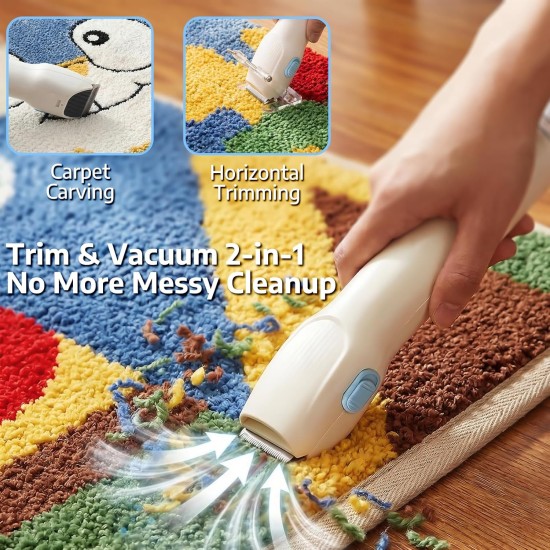 OFFNOVA 350W Carpet Trimming Vacuum Kit - Rug Carving Tool with Shearing Guide & 5 Length Guards, 2L Dust Tank, Carpet Sculpting & Captures Fine Particles for Clean Workspace